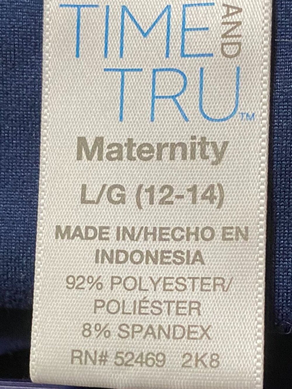 Time and Tru, Maternity, navy, short sleeve tunic w/ruched sides, size L - Picture 8 of 9